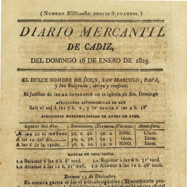 Diario Mercantil de Cádiz  - 16 Enero 1825 N°3090