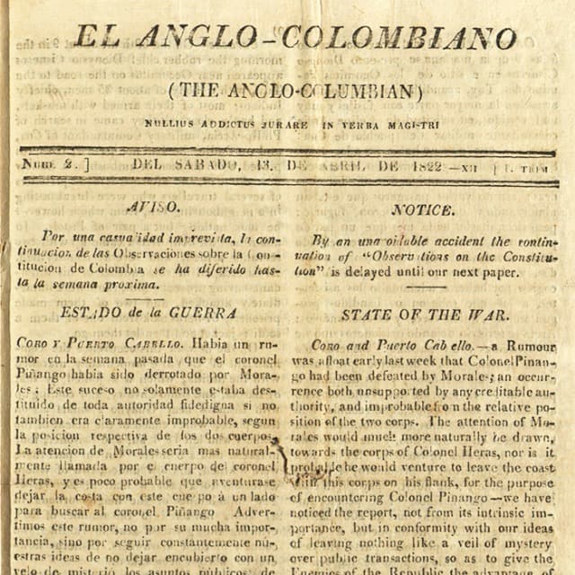 El Anglo-Colombiano - 13 Abril 1822 N°2