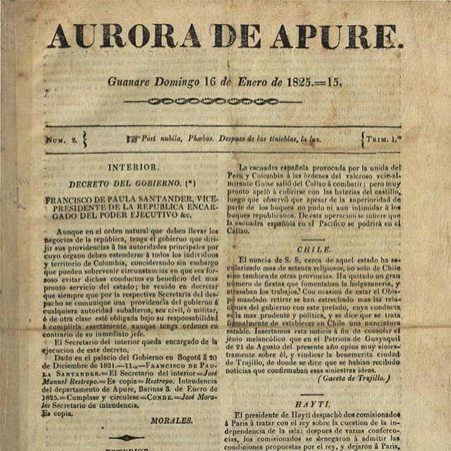 Aurora de Apure - 16 Enero 1825 N°2