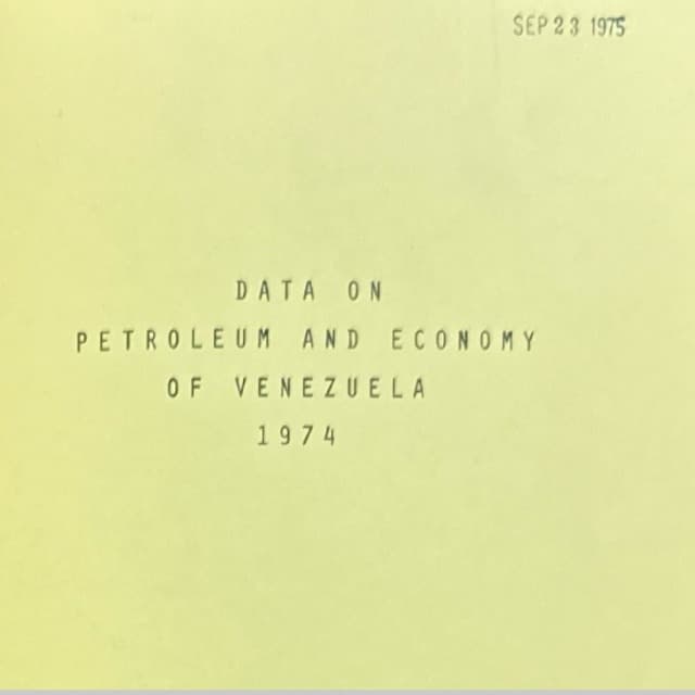 Data on Petroleum and Economy of Venezuela 1974