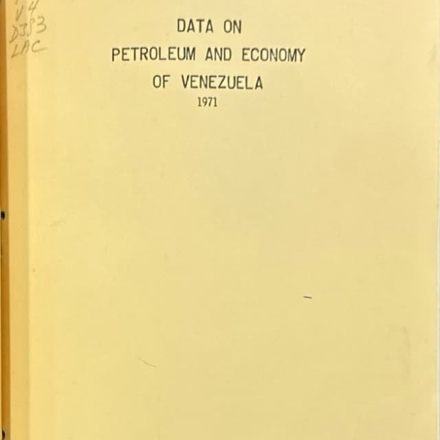 Data on Petroleum and Economy of Venezuela 1971